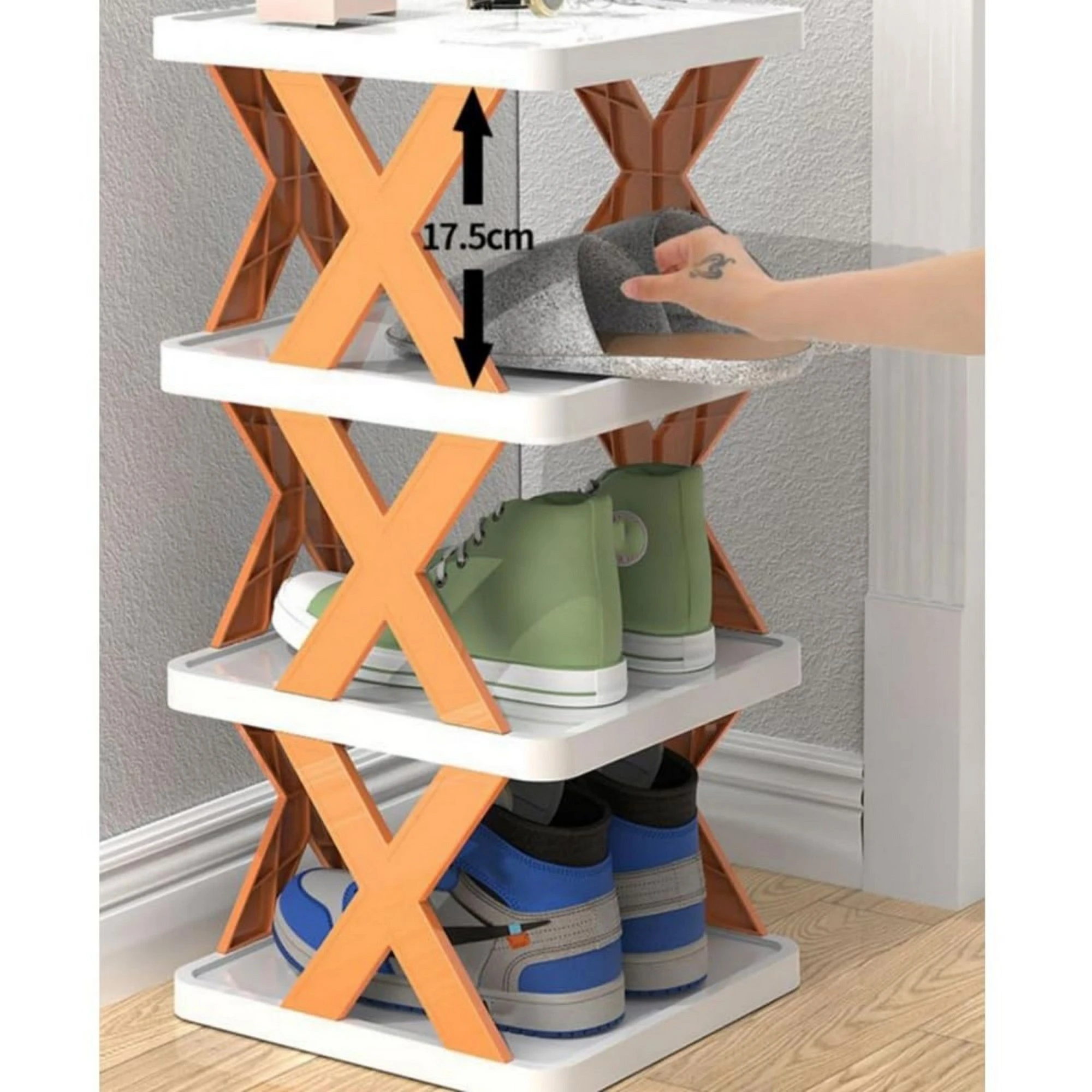 9-Layer Stackable Shoe Cabinet, Green Ultra-Thin Shoe Rack, Suitable for Small Spaces
