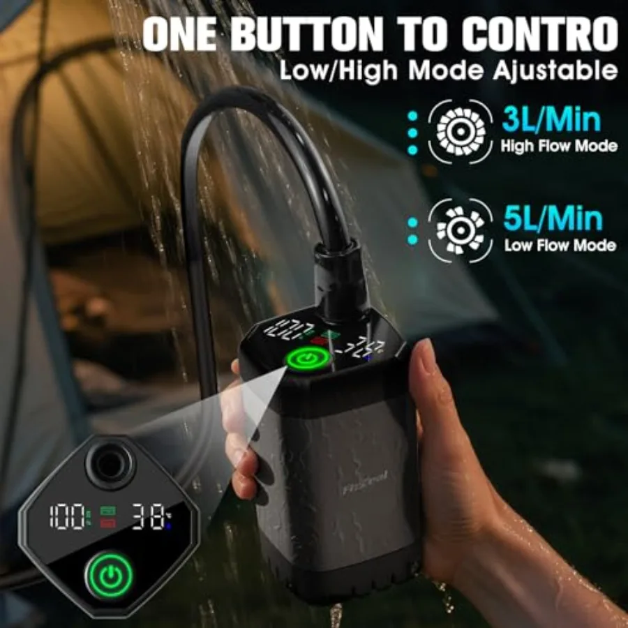 Portable Shower With HeaterPortable Shower For Camping With 2000W Auto-Off Heater 4 Spray Modes Lasting 140 mins LED Display Po 3
