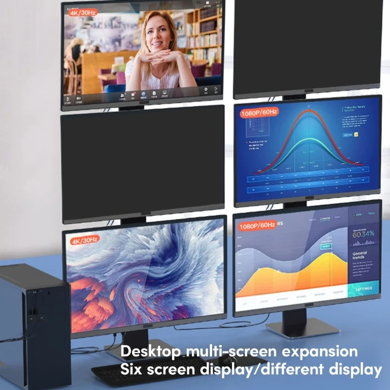 

Универсальный HDMI-совместимый преобразователь USB TypeC на 2 экрана HighDefinition 4K30 Гц B36A