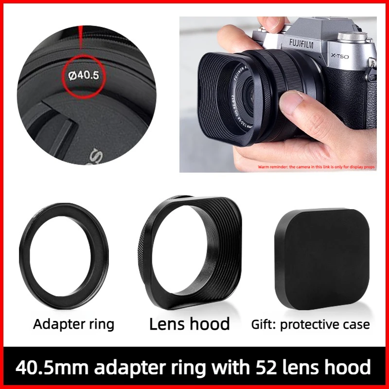 Universal Metal Square Camera Lens Hood for Photography (52/43/46/39mm)