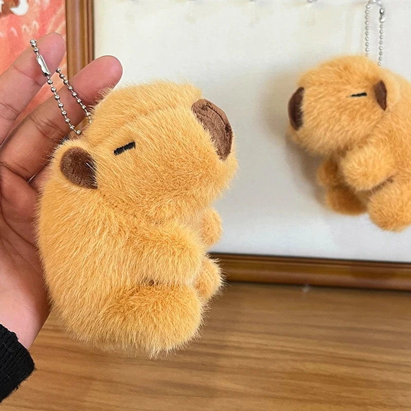 Cute Capybara Key Chain Cartoon Lucky Guinea Pig Doll Pendant Car Keyring Backpack Charms Bag Decor Accessories