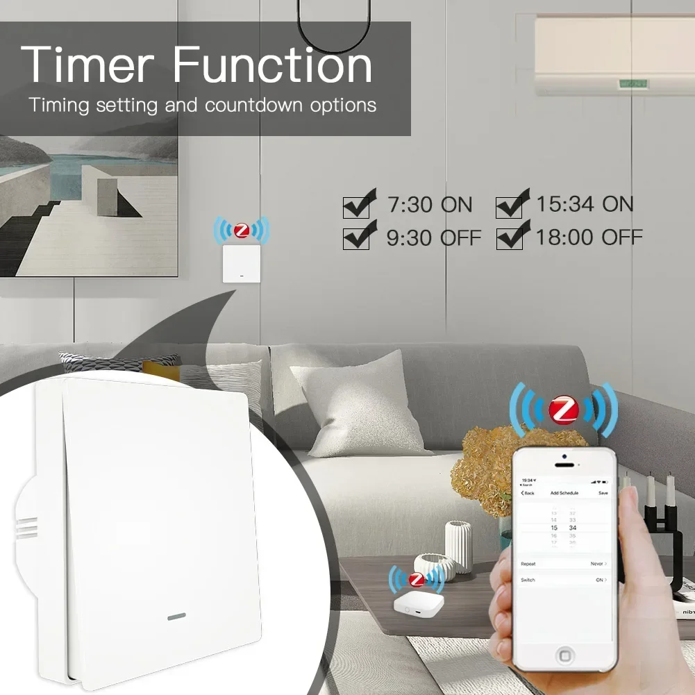 Tuya Zigbee Wall Switch Smart Light Switch Wall Light Switch Neutral Wire/No Neu