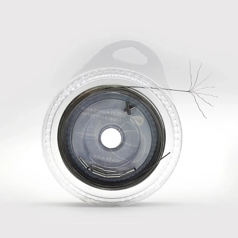 High Strength Fishing Wire 7 Strands of Steel Line Surface Cover with Nylon 10m Woven Clip Connector 10-200 Lbs