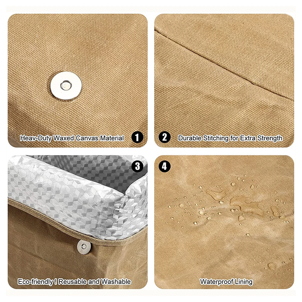 Waterproof Stainproof Reusable Aluminum Foil Ice Bag Lunch Warmer Outdoor 8A Oil Wax Canvas