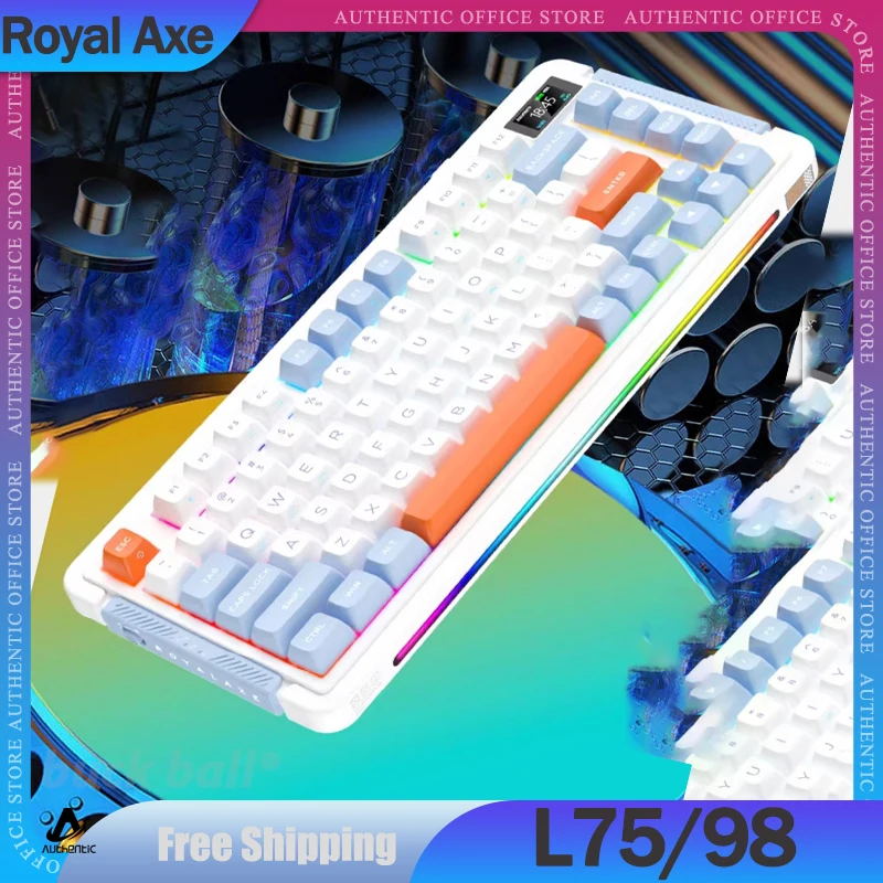 

Royal Axe L75/98 Mechanical Keyboard 3 mode Wireless Bluetooth Keyboard Hot Swap RGB Keycaps PBT Custom Esports Gaming Keyboards