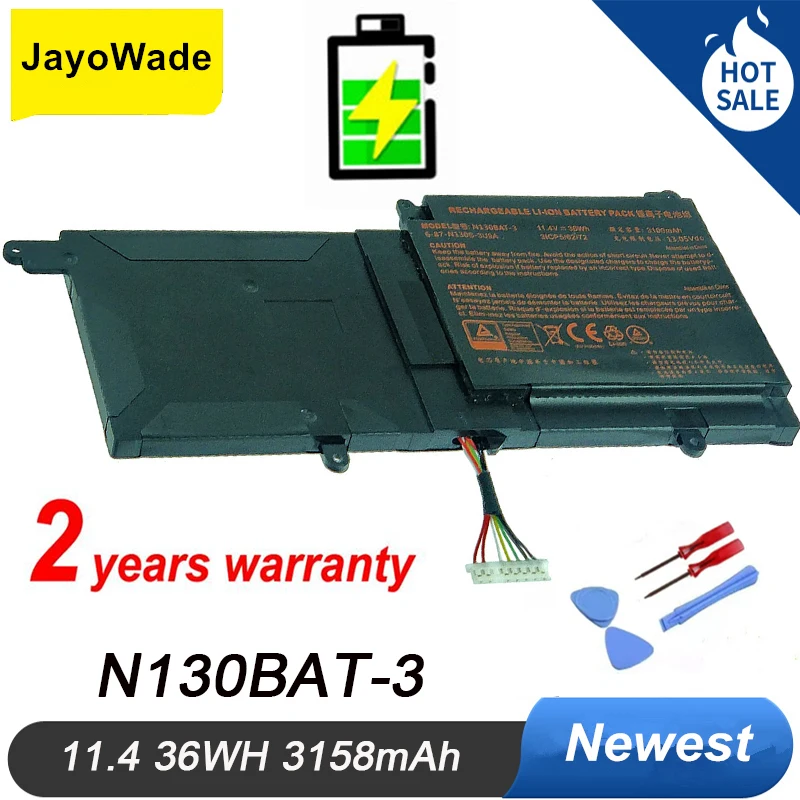 

11.4V 36WH N130BAT-3 Battery for CLEVO N130BAT-3 6-87-N130S-3U9A N130BU 130WU N131BU N131WU NP3130 Pro 13 14 N130BU N130BAT 3