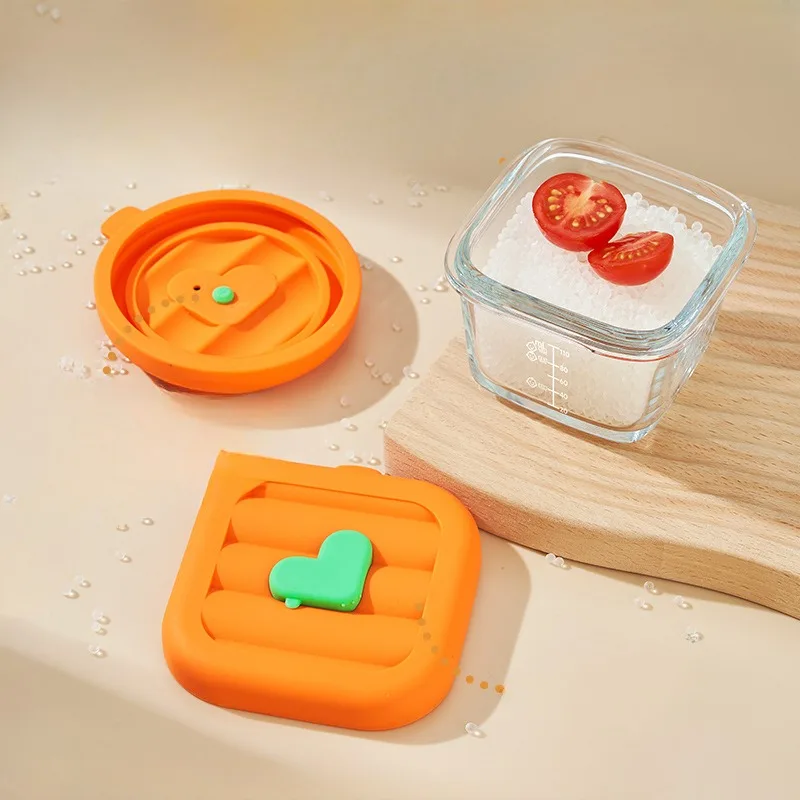 New Silicone Lid Baby Food Bowl Glass Steamed Egg Soup Bowl Baby Food Box