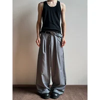 Grey Black Suit Pants Men Oversized Fashion Society Mens Dress Pants Korean Loose Wide Leg Pants Mens Office Formal Trousers 1