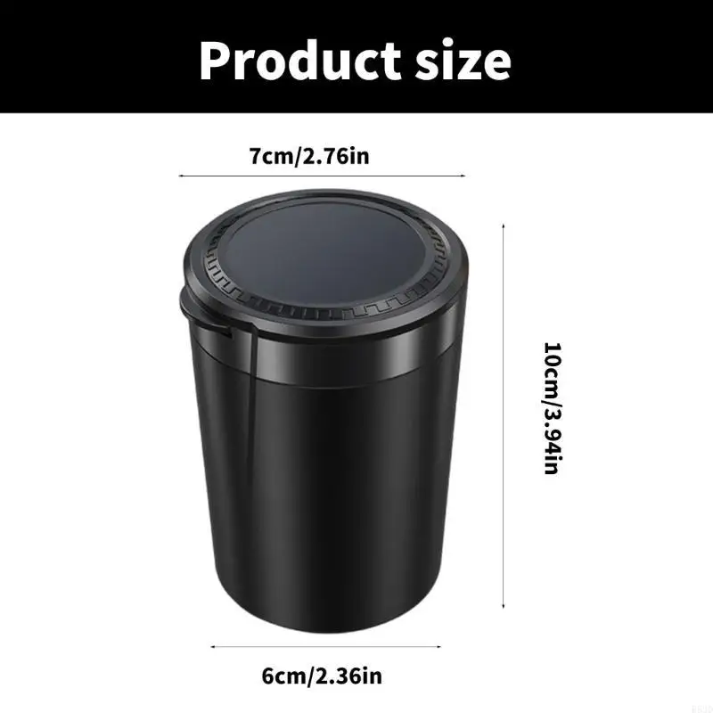 r53d ABS 무연 애쉬 스트레이 (LED Light Light 휴대용 자동차 Ashtray 뚜껑이있는 뚜껑이있는 간단