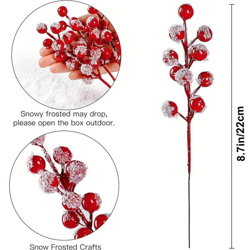 10 Stück Weihnachts dekoration künstliche rote Frucht Stechpalmen beeren rote Beeren zweige für Weihnachts baum Anhänger Kranz Geschenk Ornament – Detail 4