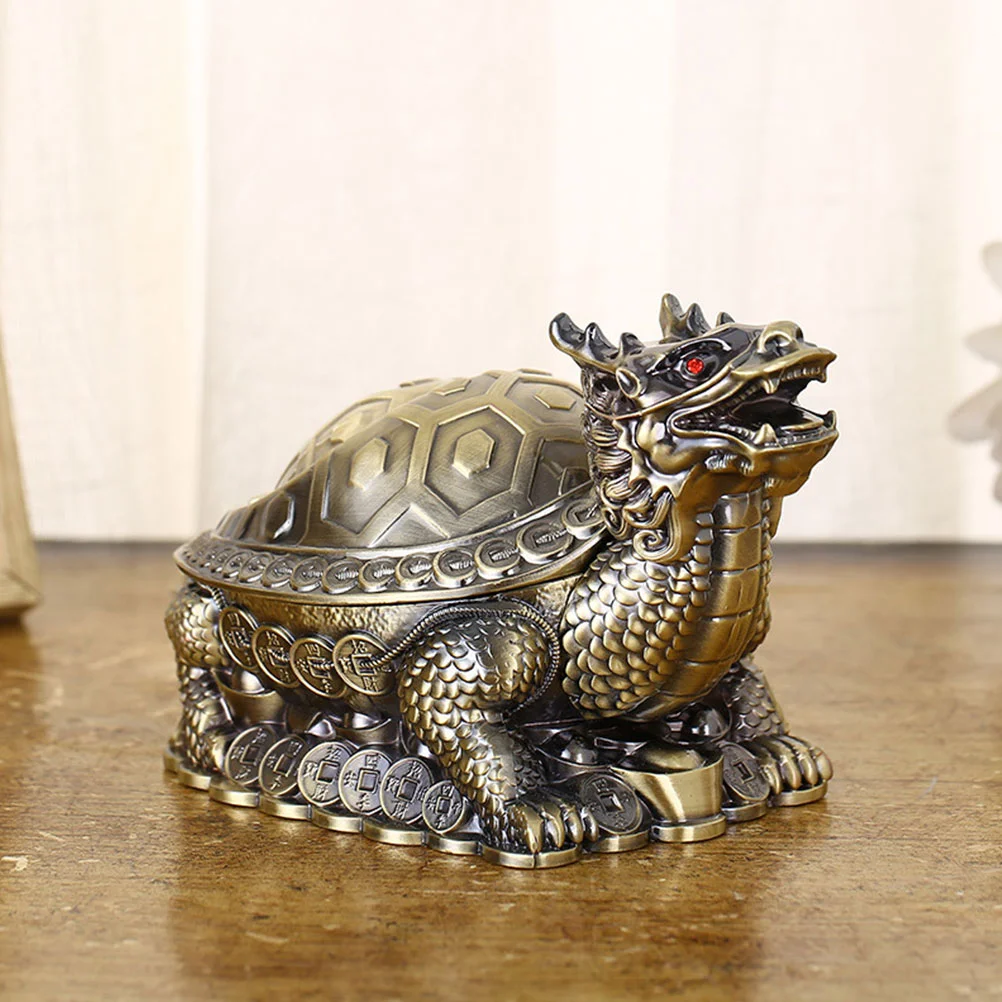 

Vintage Windproof Ashtray with Lid Turtle Ashtray Holder Tray Container Fancy Gift for Outdoor Home Office Decor Style 1