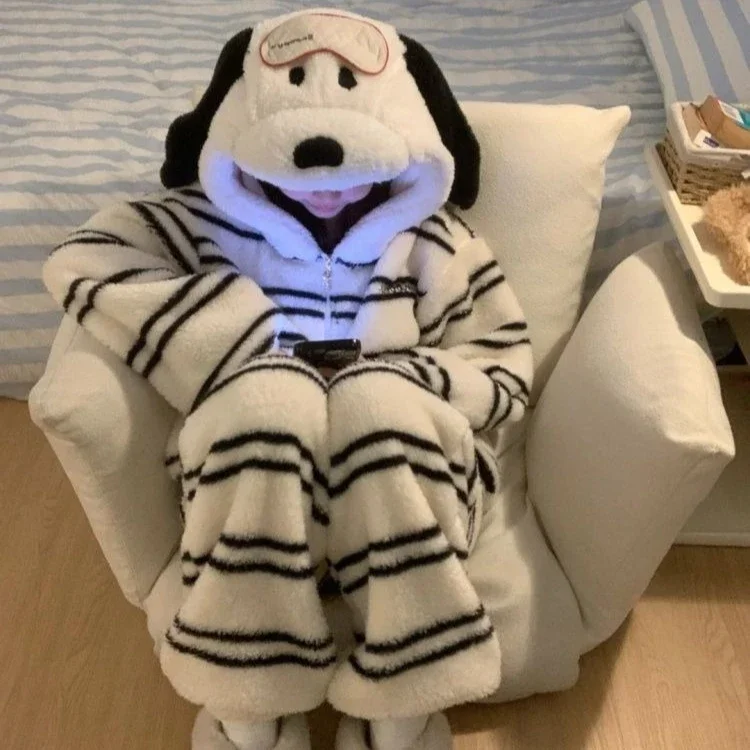 2025 جديد سنوبي منامة هالوين الفانيلا موضة الاطفال الكبار مقنعين منامة Kawaii الصوفية أنيمي الكرتون سراويل منزلية غير رسمية الخريف