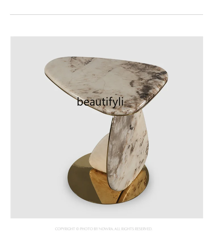 

Italian Minimalist Marble Sofa Side Table Light Luxury Living Room Home Corner Table Designer Model furniture living room