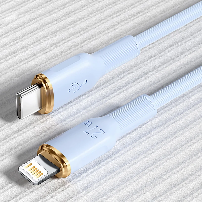thumbnail image 1 of Cable de carga rápida PD USB C de 27W para iPhone 14, 13, 12, 11 Pro Max, XS, XR, tipo C a L, accesorios de carga rápida de silicona líquida, 1 of 5