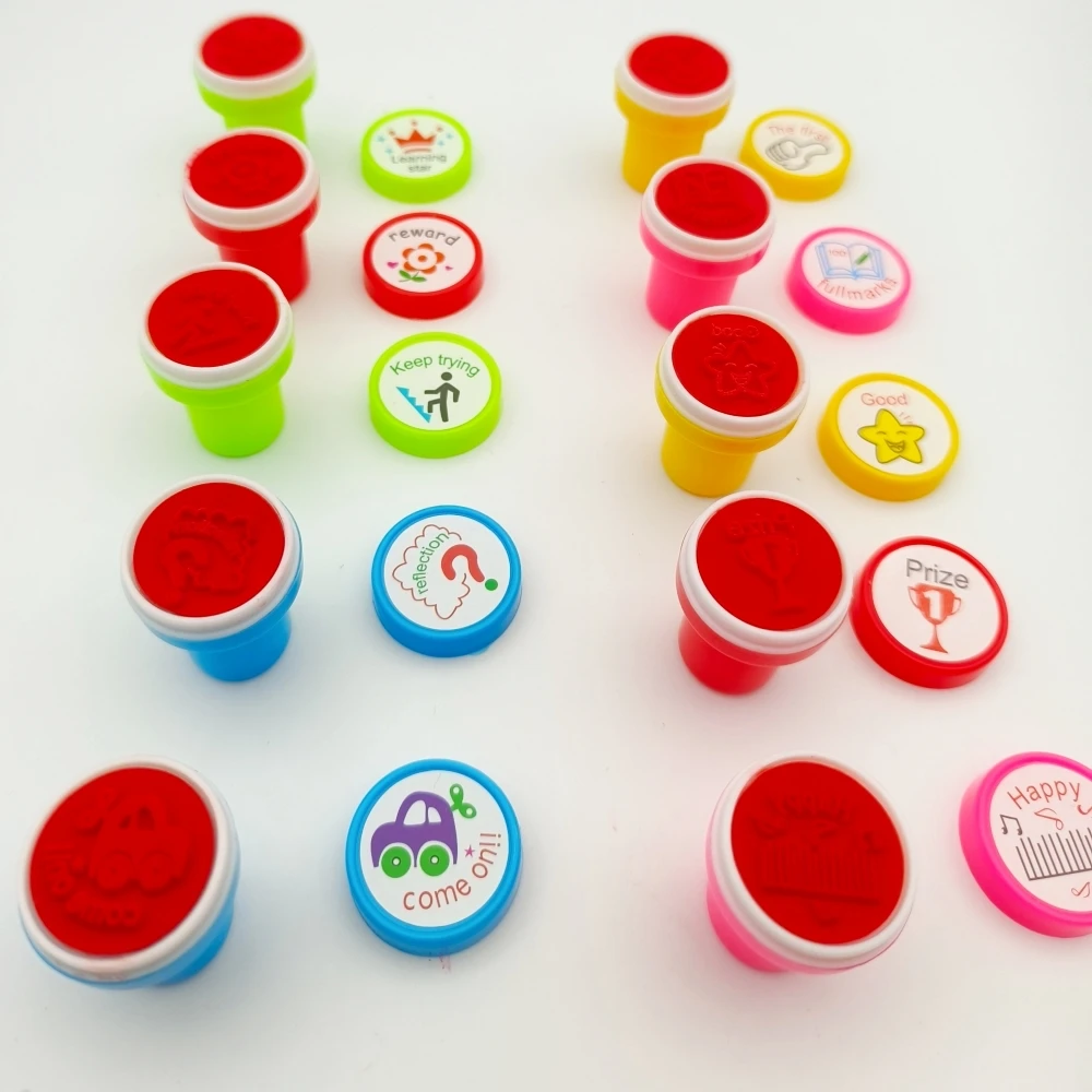 Papeleria Stamp Toys 10pcs/Set Diy Sellos Para Profesores Carimbo Stempel Timbres Teacher Appraise Stamps for Kids self ink stamps