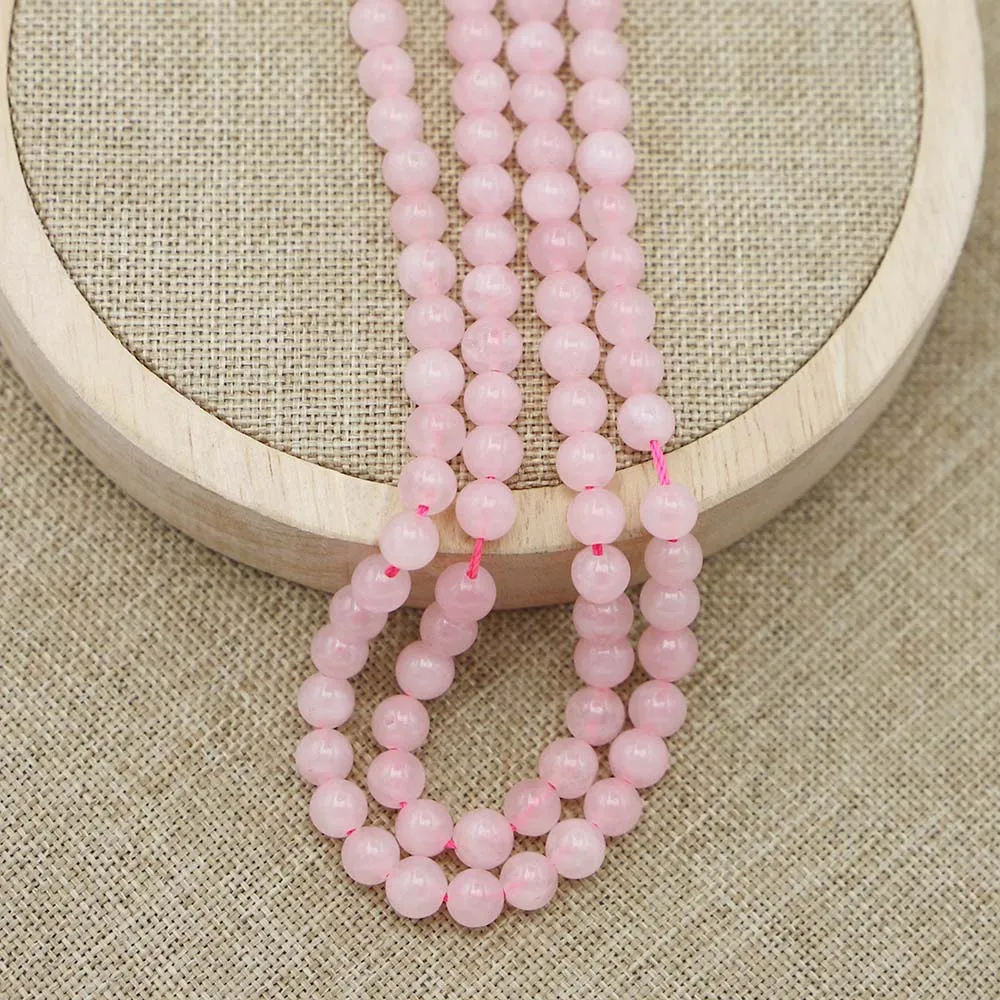 6MM Natural Stone Pink Rose Quartzs Round Loose Spacer Beads Jewelry Making DIY Charms Bracelets Necklace Accessories Wholesale