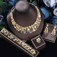 2022 Hot Sale New Bride Jewelry Set New Fashion Dubai Complete Jewelry Set Suitable for Women's Wedding Party Accessories Design 1