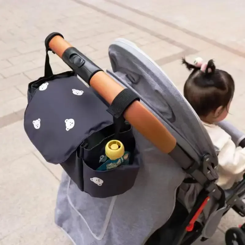 Korea Bear Mommy Bag Baby Stroller Bag Pram Organizer Cartoon Bottle Holder Baby Stroller Accessories Hanging Caddy Storage Bag 6