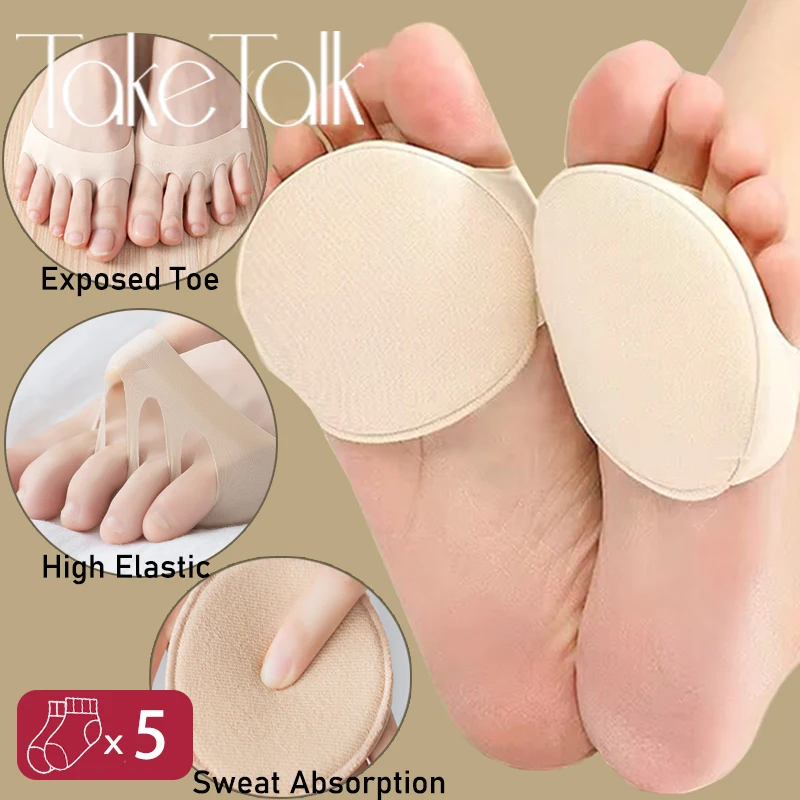 여성용 다섯 손가락 양말, 반 발 보트 양말, 보이지 않는 통기성 땀 흡수 발 양말, 봄 여름, 5 켤레/세트 
