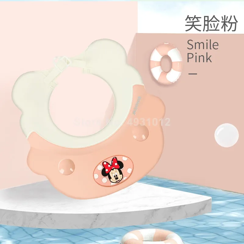 

Disney Pink Mickey Minnie Mouse Toddler Baby Shower Hat Multifunction Shampoo Cap Boys Gilrls Shower Shield Hat 1-6 Years