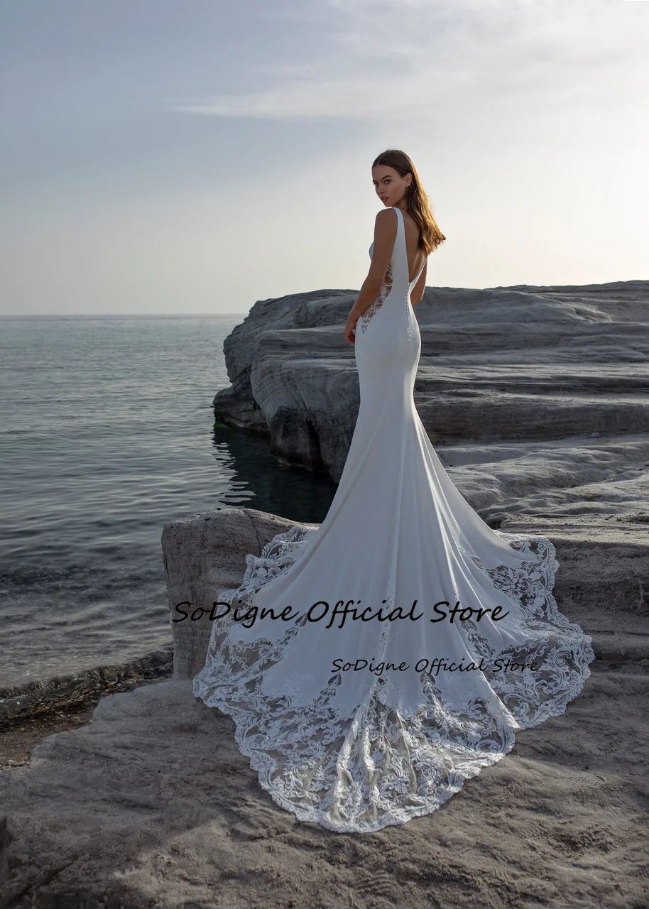SoDigne Mermaid Wedding Dresses Scoop Neck Sleeveless Appliques Bridal Gowns Beach Wedding Dress vestido de noiva Customized 14 S0f587603f1f74da1878506cdea88ec9fW