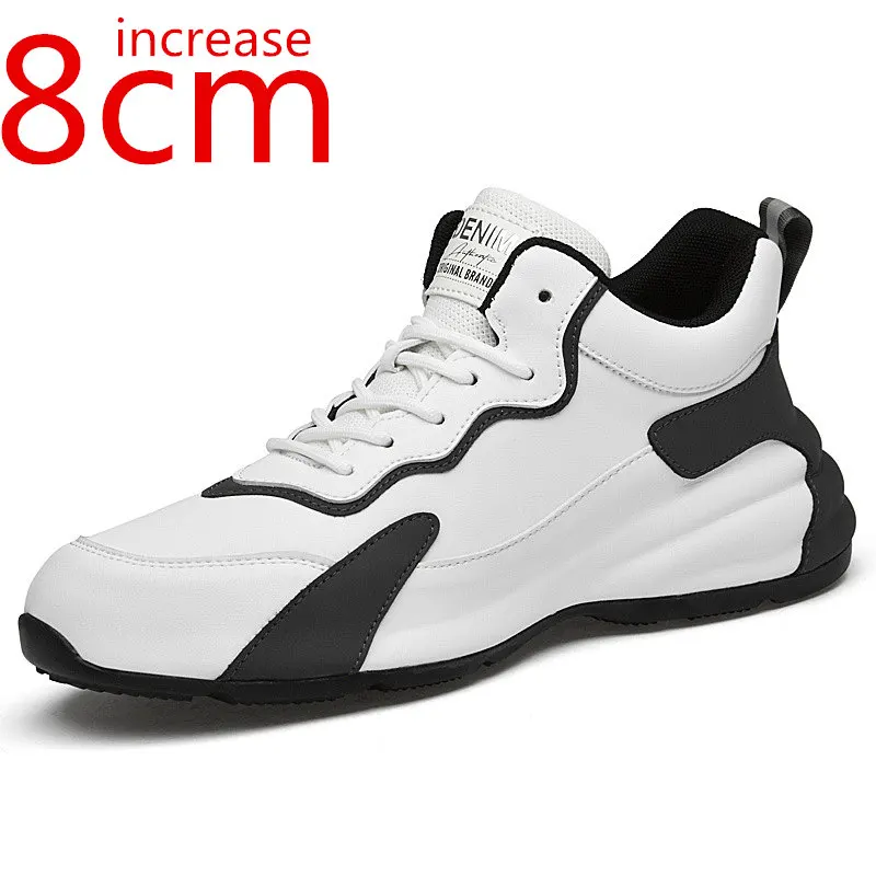 

Men's Shoes Sneakers New Height Increasing White Loafers Shoes Spring/autumn Breathable Increase 8CM Sport Leisure Run Shoes Men