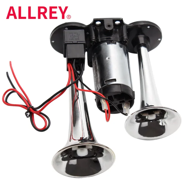 ALLREY 12V Air Horn Double Tube Conjoined Pump Horn Super Loud With Relay Compressor For Vehicle Truck Boat Motorcycle Accessory