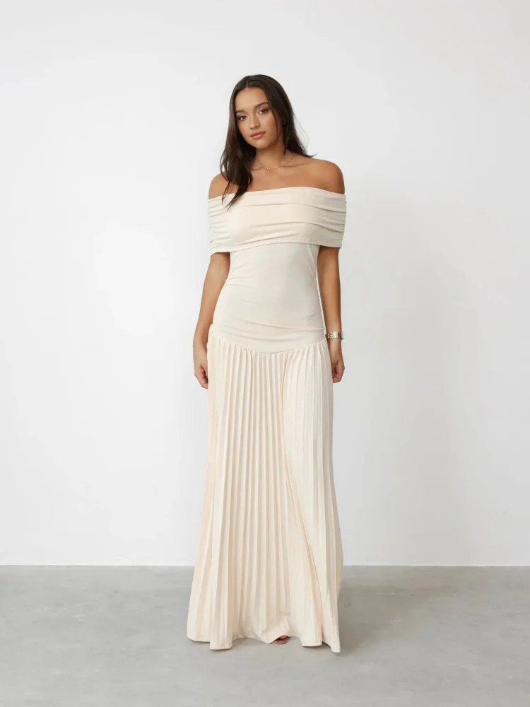 Wmstar Dress Women Wholesale The New Versatile One Shoulder Elegant Sexy Pleated French Beauty Spring Summer Autumn Winter