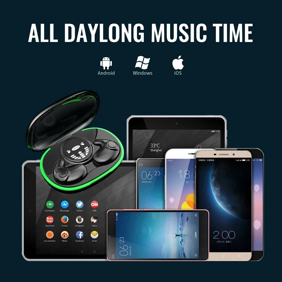TWS Bluetooth 5.3 Wireless Earphone Invisible Sleep Headphones Hidden Earbuds IPX5 Waterproof Noise Reduction Sports Headset wireless earbuds