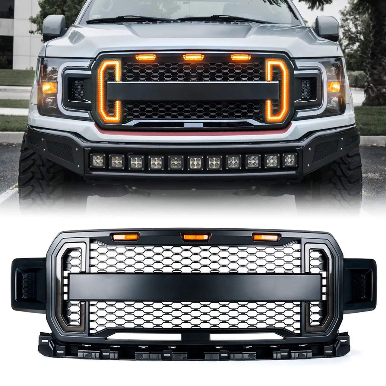 

Задний бампер для Ford F150 2018-2020, с вертикальной черной решеткой
