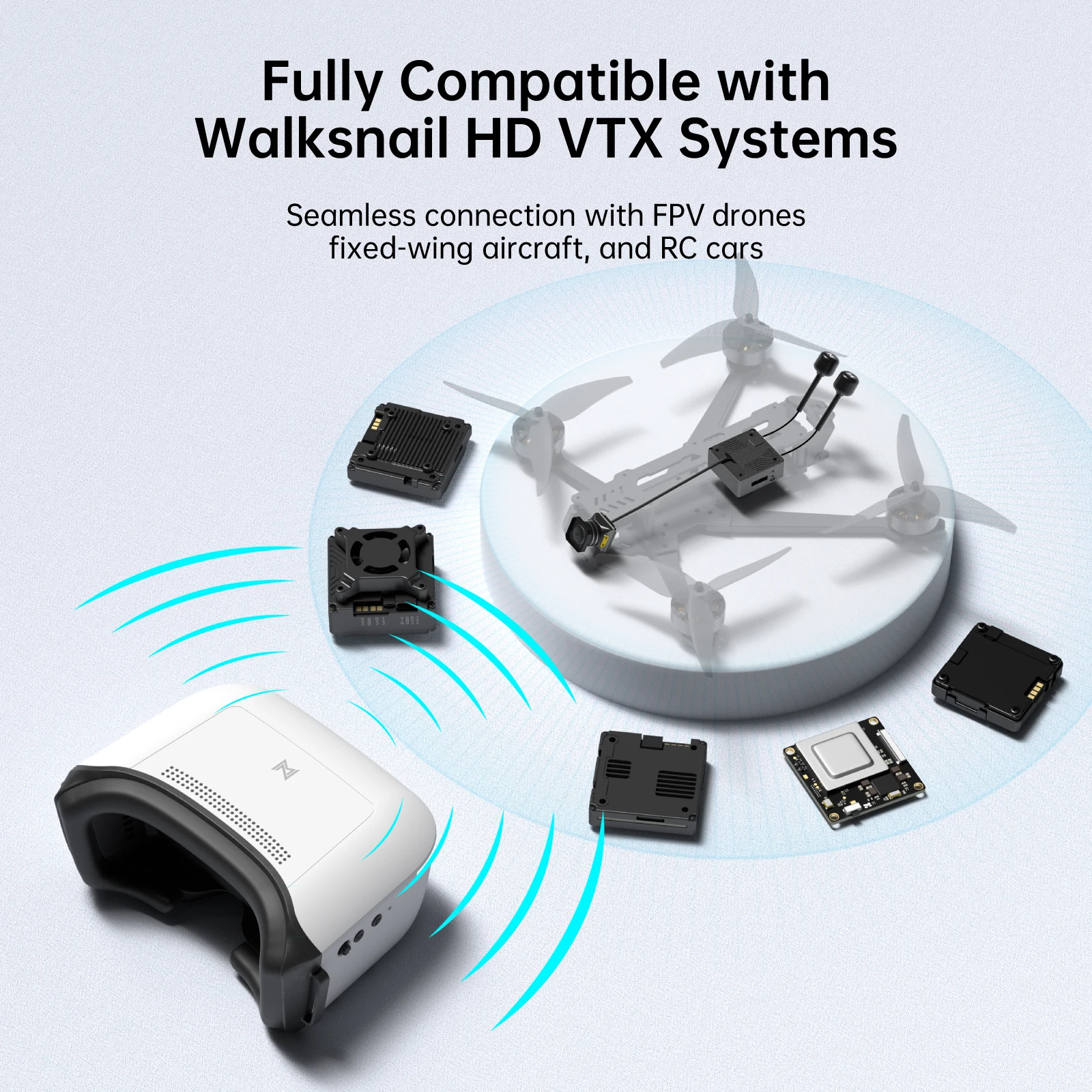 Caddx Walksnail Avatar HD FPV Goggles L 1920x1080 4.5 Inch 4km Distance Head Tracking for RC Cars FPV Drones Fixed-wing Gimbal thumbnail 5