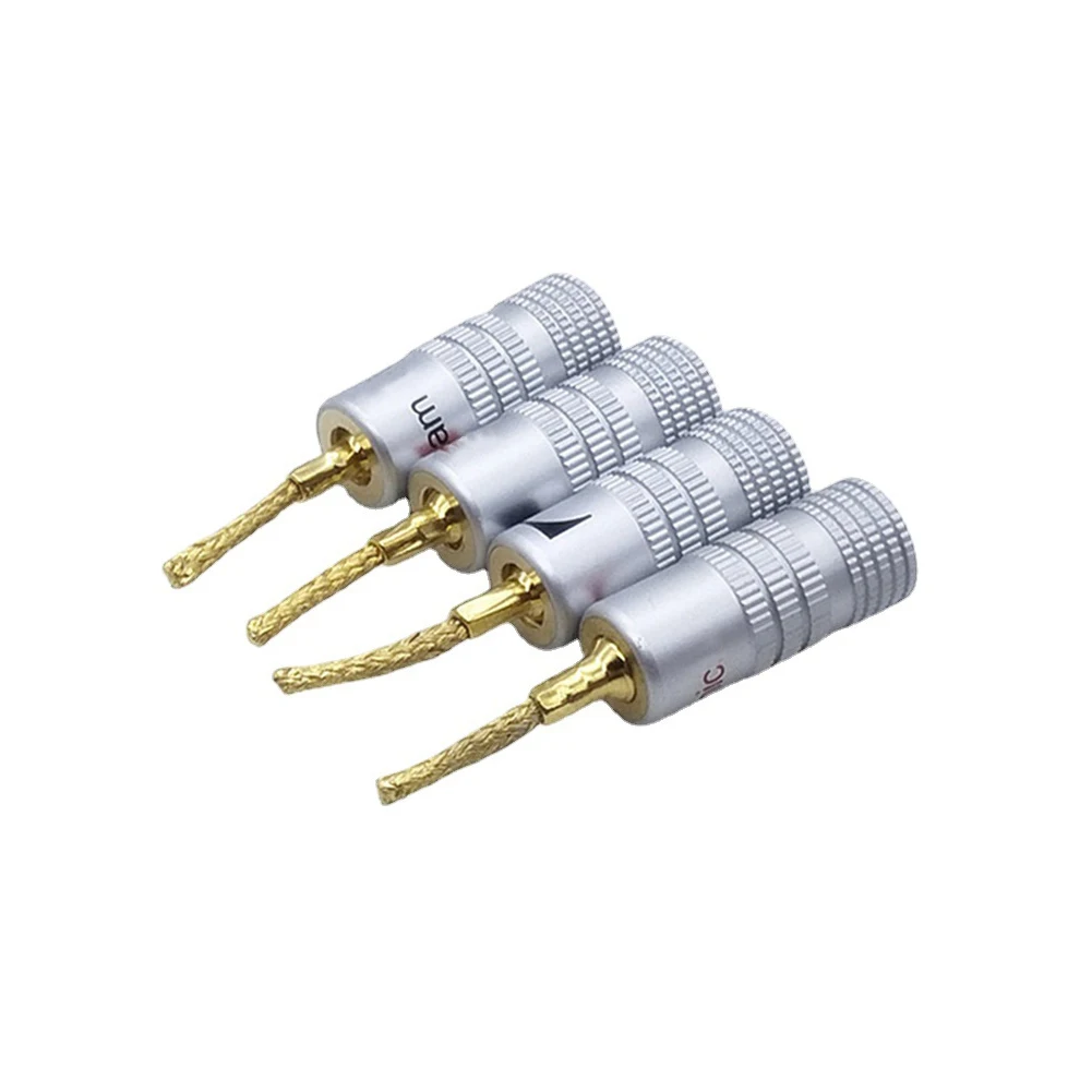 

4PCS 2MM Copper Wire Gold-Plated Welding-Free Banana Plugs Audio Speaker Wire Plugs Braided Wire Plug Connector Terminals