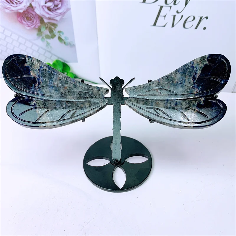 

Natural Blue Sodalite Dragonfly Wings for Girls, Crystal Healing Gemstone Crafts, Birthday Present Decorations, Gift, 1Pair