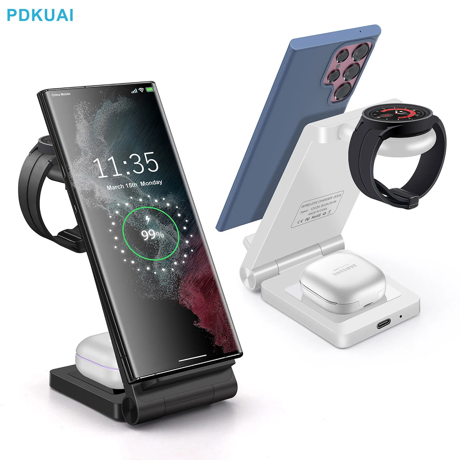 25W 3 in 1 Wireless Charger Stand for Samsung Galaxy Flip 4/S22 Ultra/S21/ S20/S10 Galaxy Watch 5 4 Active 2 Buds Fast Charging - AliExpress