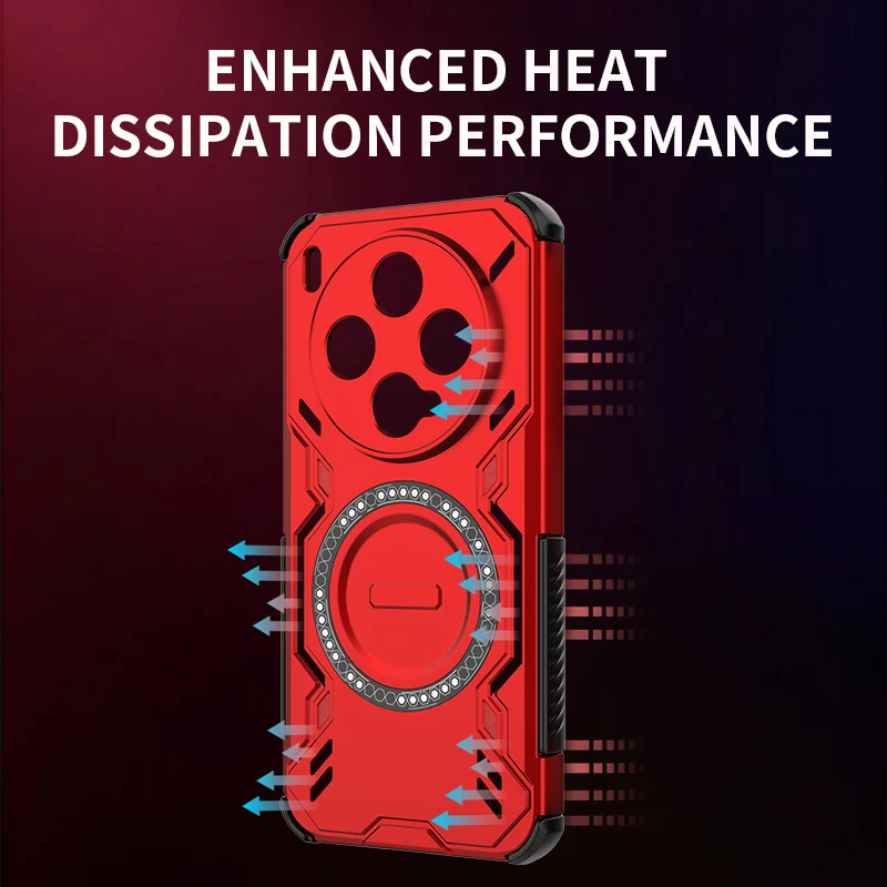 Breathable Heat Dissipation Magnetic Shockproof Phone Case with TPU Frame and Hard Plastic Cover