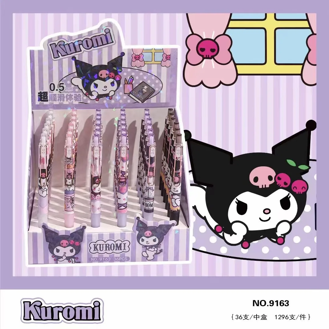 

36pcs Sanrio Kuromi Press Pen Neutral Pen Cartoon Gel Pen 0.5mm Water Pen Student Stationery Learning Supplies Wholesale