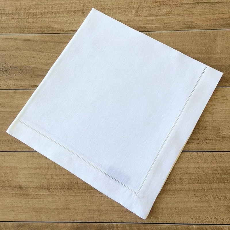 4 Pieces White Napkin Hemstitch Natural Napkin Linen Dinner Napkins Table Napkins Party Wedding linen napkins