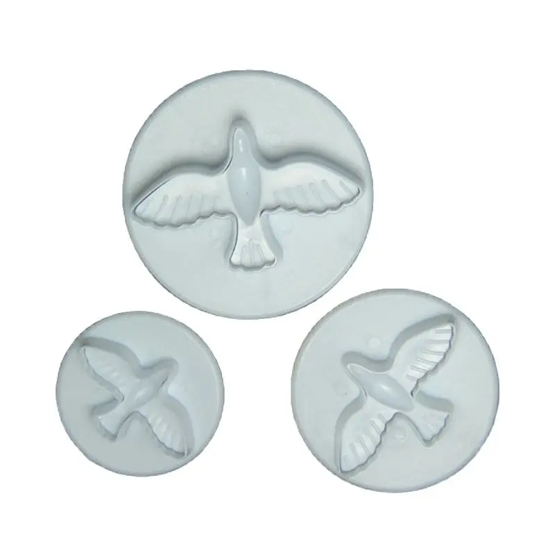 FreeShipping3pcsPlasticDoveShapePlungerCuttersCakeDecoration