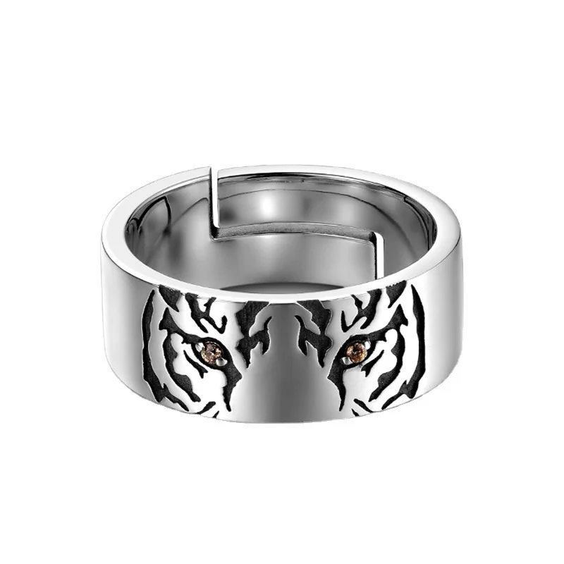 Personality Tiger Pattern Ring Adjustable Men Trendy Jewelry Silver 925 Male Ring Animal Design For Boyfriend Finger Accessories silver ring silver rings