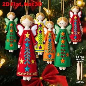 18pcs Colour 11.94 Cm Christmas tree angels Wood Flat 2D Angel Decorations Christmas Tree 1