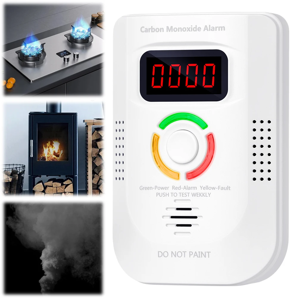 Home Security Combustible Gas Leakage Sensor LPG Propane Butane Methane Natural Gas Detector CO Carbon Monoxide Alarm Fireproof 3