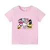 MINISO New Cotton Girls T-Shirts Cartoon Anime Hello Kitty& Friend Print Fashion Streetwear  T Shirt Kids T Shirts Tops Clothing 2
