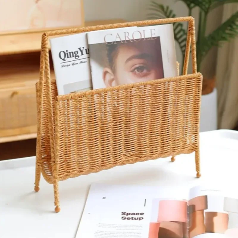Kens Creative Vine Weaving Homestay Coffee Shop Magazine Rack Sample Home Living Room Book And Newspaper Storage Basket