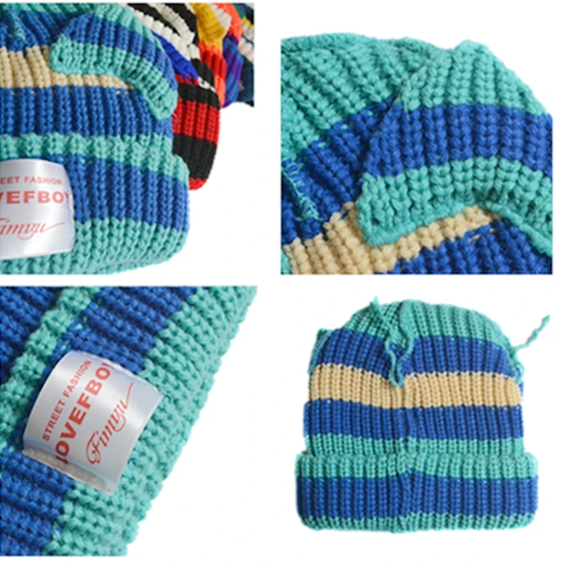 Hot Sale Women Y2K Style Winter Beanie Hat Outdoor Multicolor Cat Ear Loose Knit Hat Thick Warm All-Match Knitted Hat With Ear