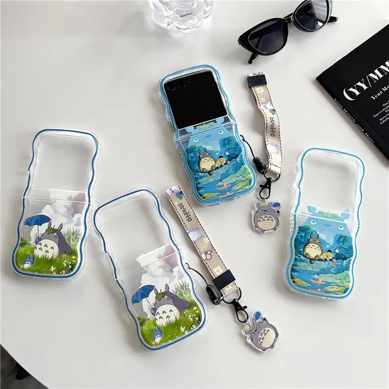 Custodia Per Telefono Con Catena A Mano Cincillà Cartoon Per Samsung Galaxy Z Flip 3 4 Z Flip 5 Zflip3 Zflip4 Zflip5 5G Pc Cover Posteriore Rigida Reg