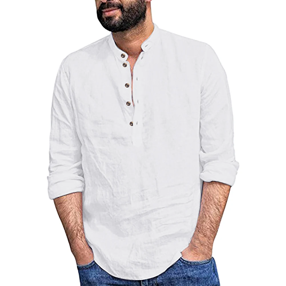 

Versatile Men's Long Sleeve Button Down V Neck Shirt Blouse Casual Tops T Shirts for Any Occasion (129 characters)