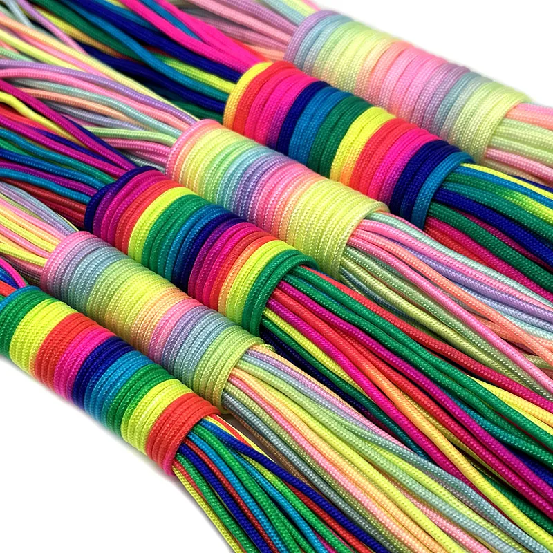 Paracord 2mm /3mm /4mm Paracord Rainbow Rope 7 Strands Parachute Rope Climbing Survival Gear Parachute Rope Bracelet