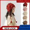 Vintage Flower Kids Hat Autumn Winter Openwork Flower Beanie Girl Hand Knitted Fringe Strap Ear Protection Princess Hat 1