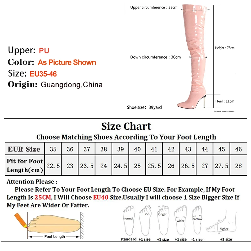 2025 Over-the-knee Shiny Women's Boots Patent Leather Thigh High Boots Girl Shoes Sexy Fetish Zipper Pointed toe 11cm High Heels