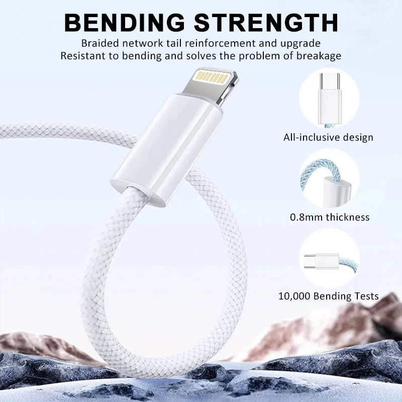3개입 60W 고속 충전 나일론 편조 USB-C to Type C 컬러 케이블 PD 아이폰 8 17 Pro Max 11 12 XR XS Max Plus 데이터 동기화 지원